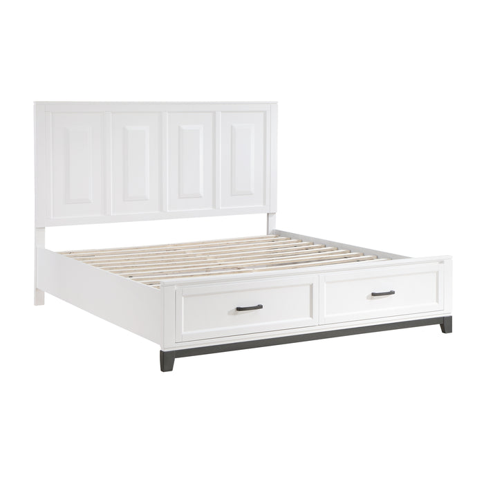 Garretson Eastern King Platform Bed with Footboard Storage in White - 1450WHK-1EK