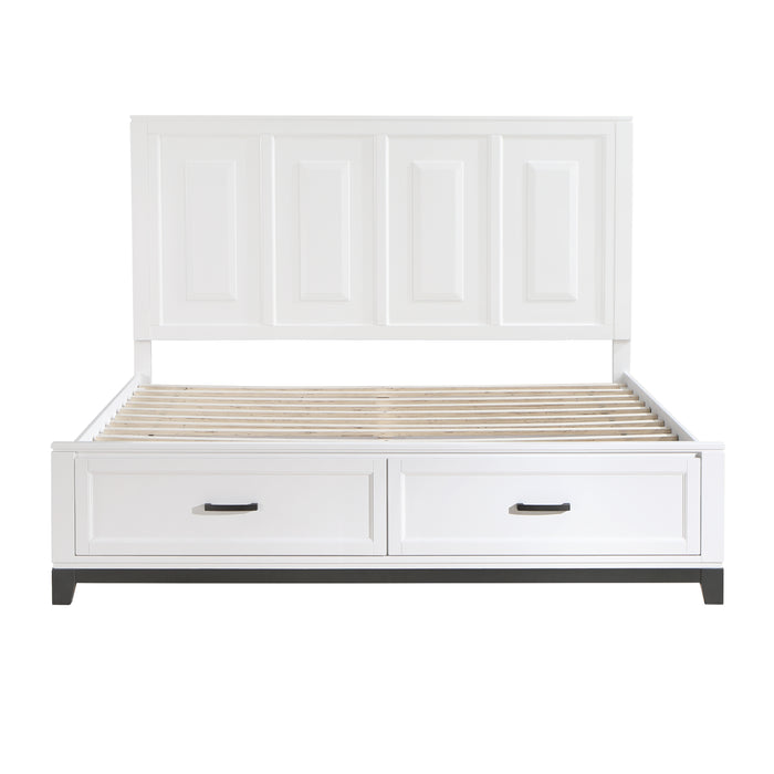 Garretson Eastern King Platform Bed with Footboard Storage in White - 1450WHK-1EK