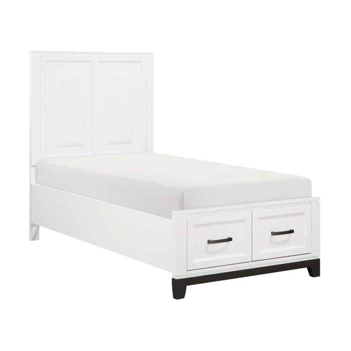 Garretson Twin Platform Bed with Footboard Storage in White - 1450WHT-1