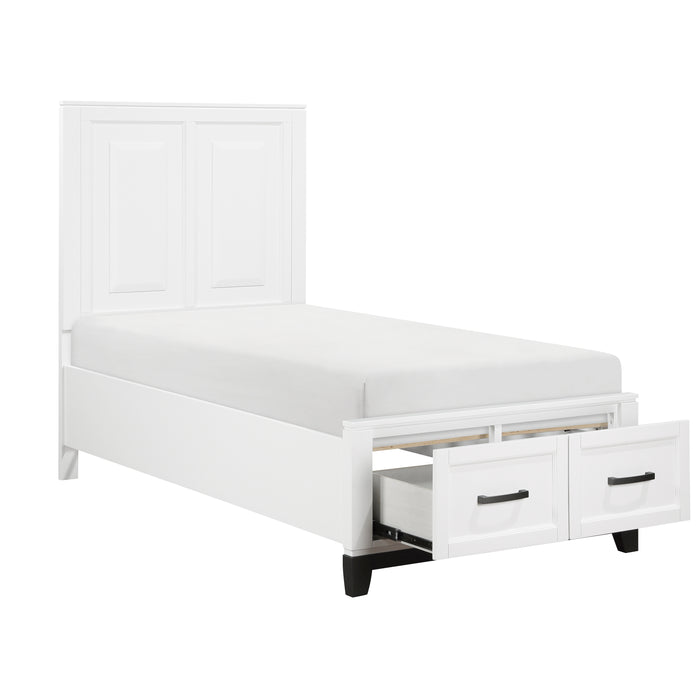 Garretson Twin Platform Bed with Footboard Storage in White - 1450WHT-1