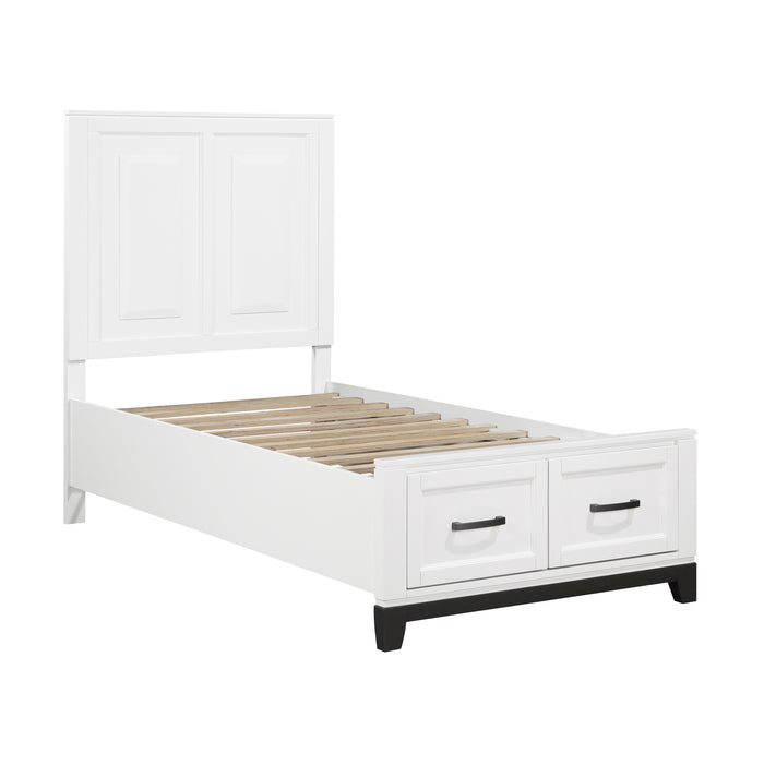 Garretson Twin Platform Bed with Footboard Storage in White - 1450WHT-1