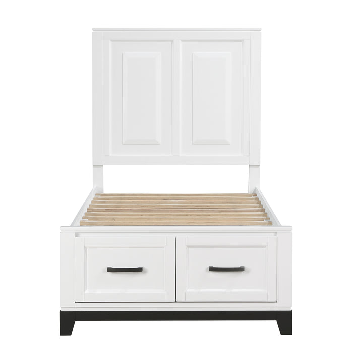 Garretson Twin Platform Bed with Footboard Storage in White - 1450WHT-1