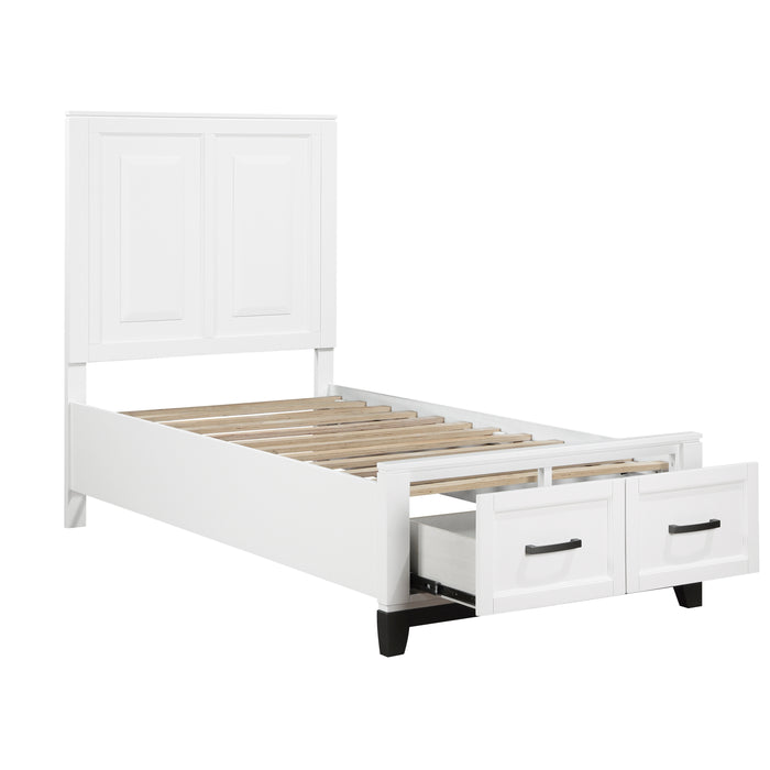 Garretson Twin Platform Bed with Footboard Storage in White - 1450WHT-1