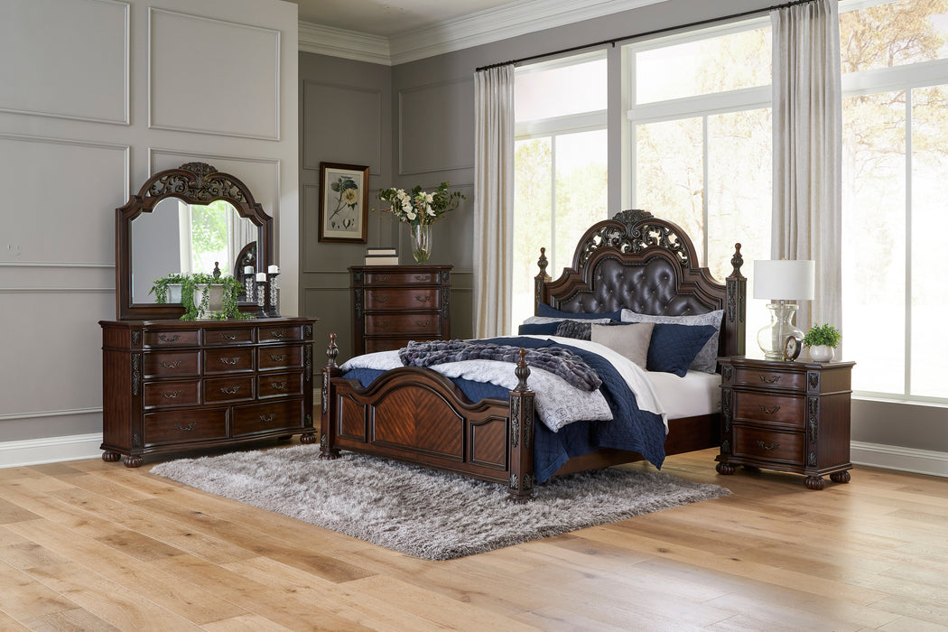 Adelina Queen Bed in Cherry - 1468-1