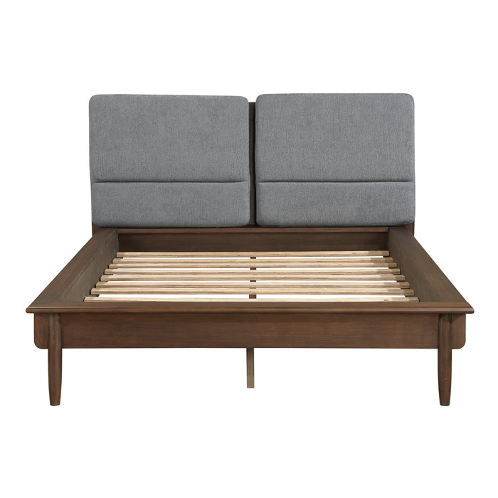 Astrid Queen Platform Bed in Brown/Walnut - 1501-1