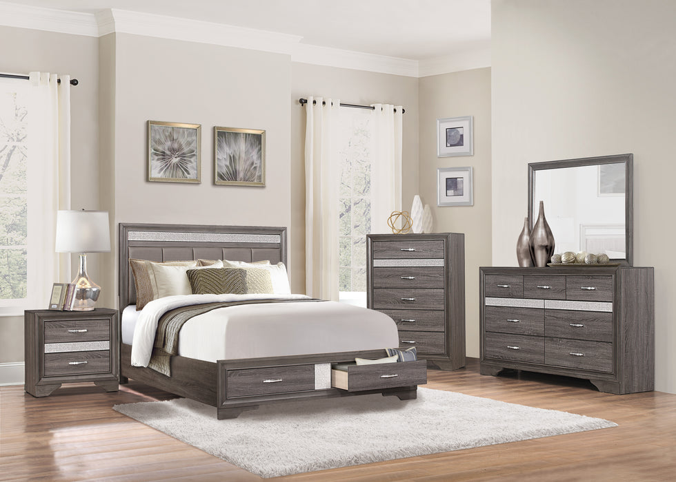 Luster Queen Platform Bed with Footboard Storage in Gray - 1505-1