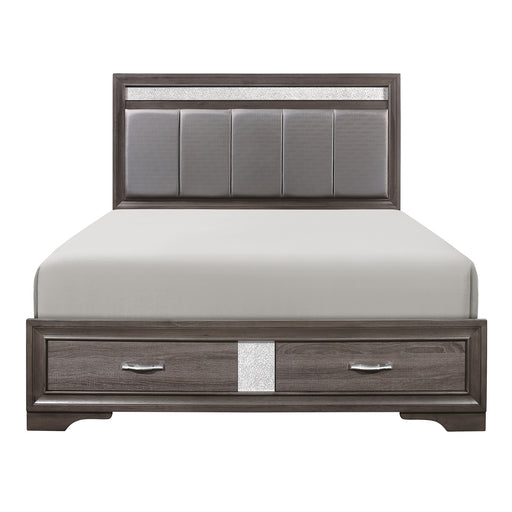 Luster Queen Platform Bed with Footboard Storage in Gray - 1505-1 image