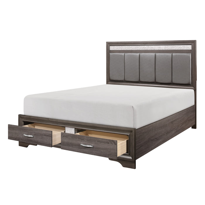 Luster Queen Platform Bed with Footboard Storage in Gray - 1505-1