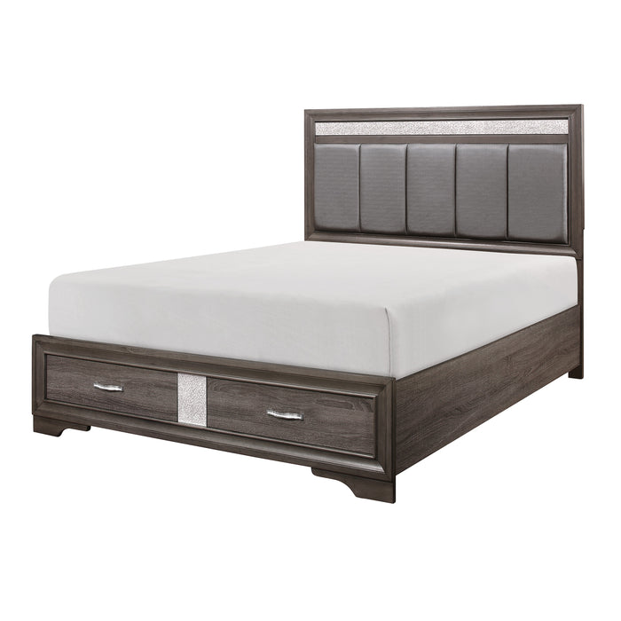 Luster Eastern King Platform Bed with Footboard Storage in Gray - 1505K-1EK