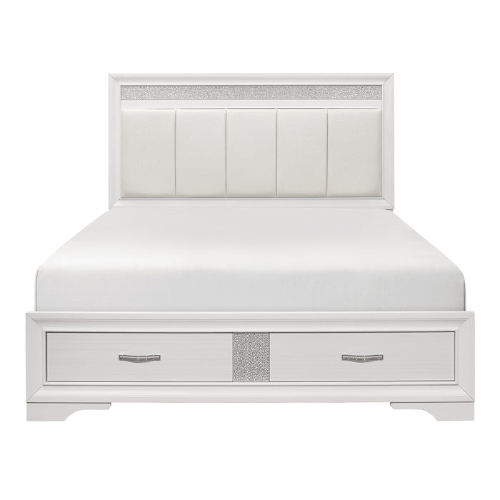 Luster Eastern King Platform Bed with Footboard Storage in White - 1505WK-1EK image