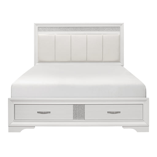 Luster Queen Platform Bed with Footboard Storage in White - 1505W-1 image