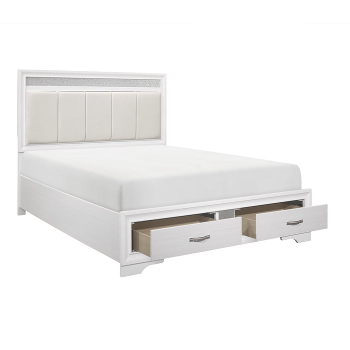 Luster Eastern King Platform Bed with Footboard Storage in White - 1505WK-1EK