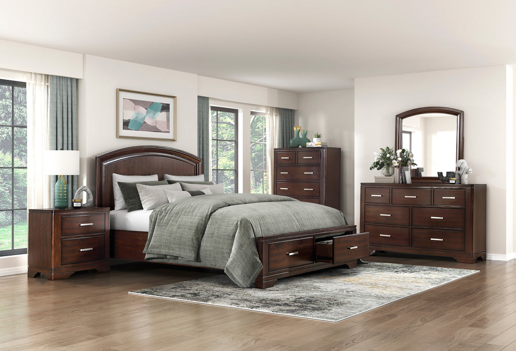 Hudson Full Platform Bed with Footboard Storage in Cherry - 1520CHF-1