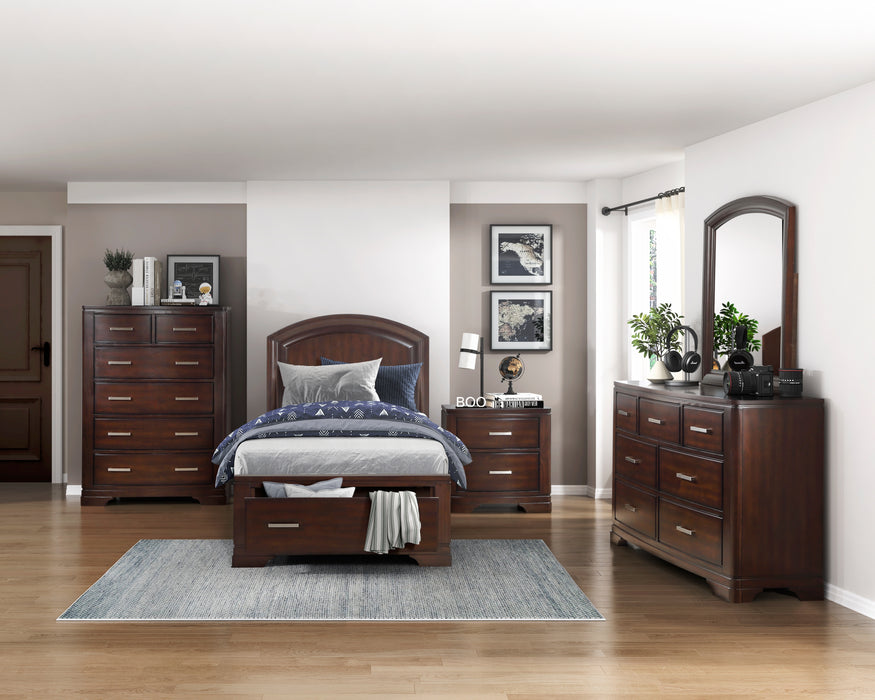 Hudson Twin Platform Bed with Footboard Storage in Cherry - 1520CHT-1