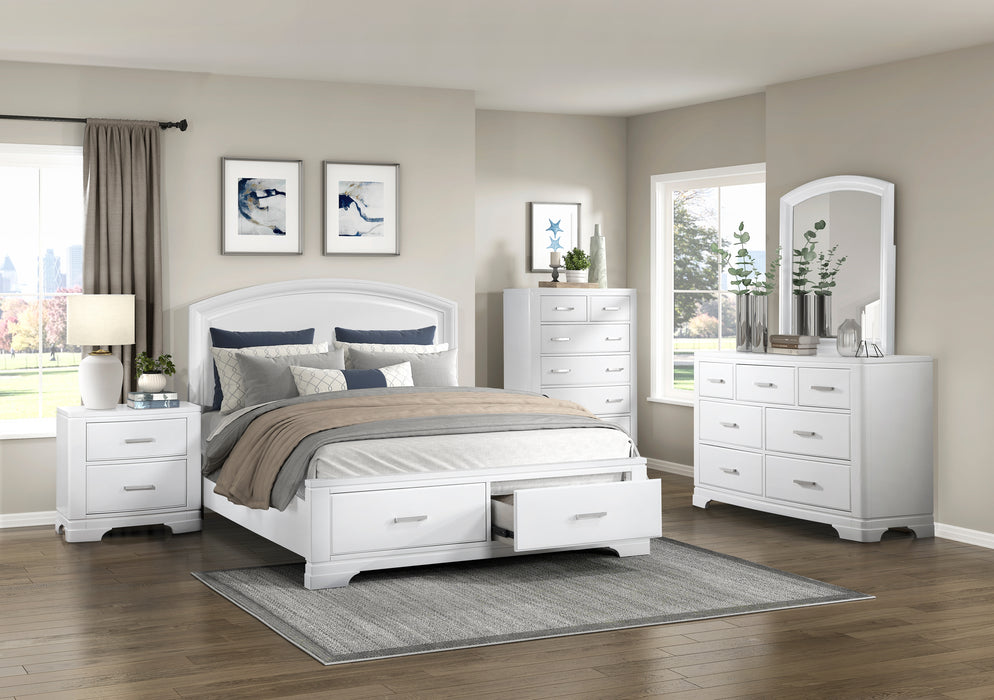 Hudson Full Platform Bed with Footboard Storage in White - 1520WHF-1