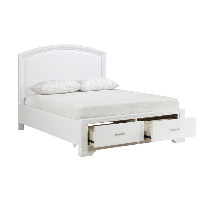 Hudson Queen Platform Bed with Footboard Storage in White - 1520WH-1