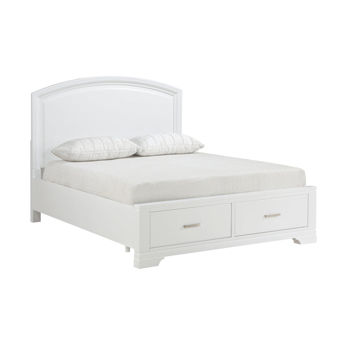 Hudson Queen Platform Bed with Footboard Storage in White - 1520WH-1