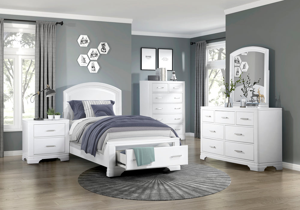 Hudson Twin Platform Bed with Footboard Storage in White - 1520WHT-1