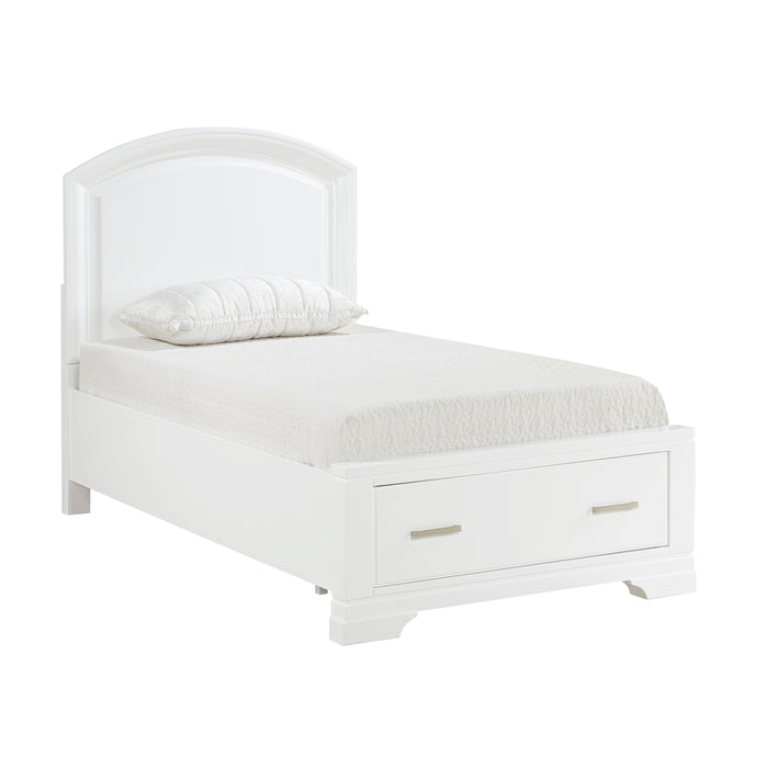 Hudson Twin Platform Bed with Footboard Storage in White - 1520WHT-1