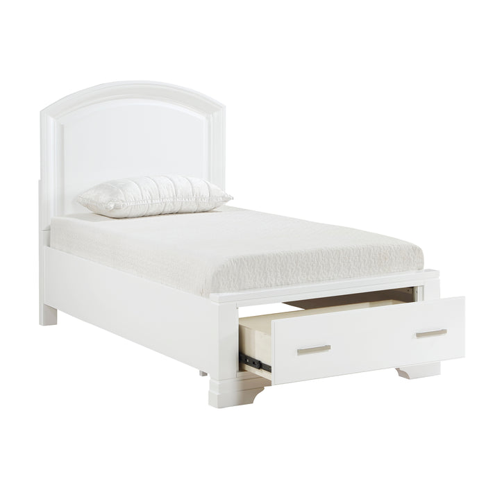 Hudson Twin Platform Bed with Footboard Storage in White - 1520WHT-1