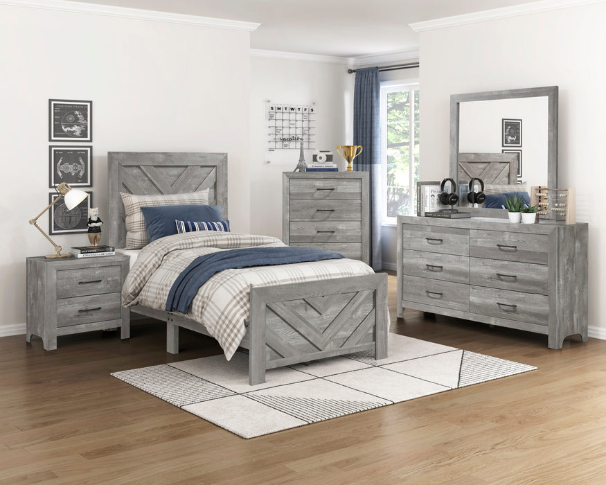 Corbin Twin Bed in Gray - 1534NPGYT-1