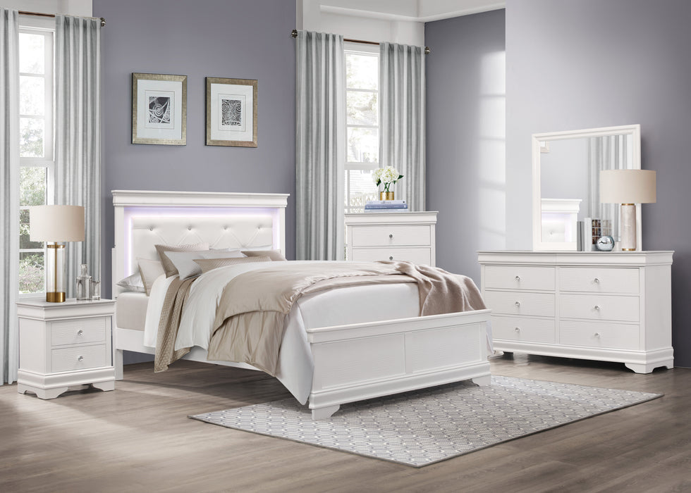 Lana Collection (2) Queen Bed with LED Lighting in White - 1556W-1*