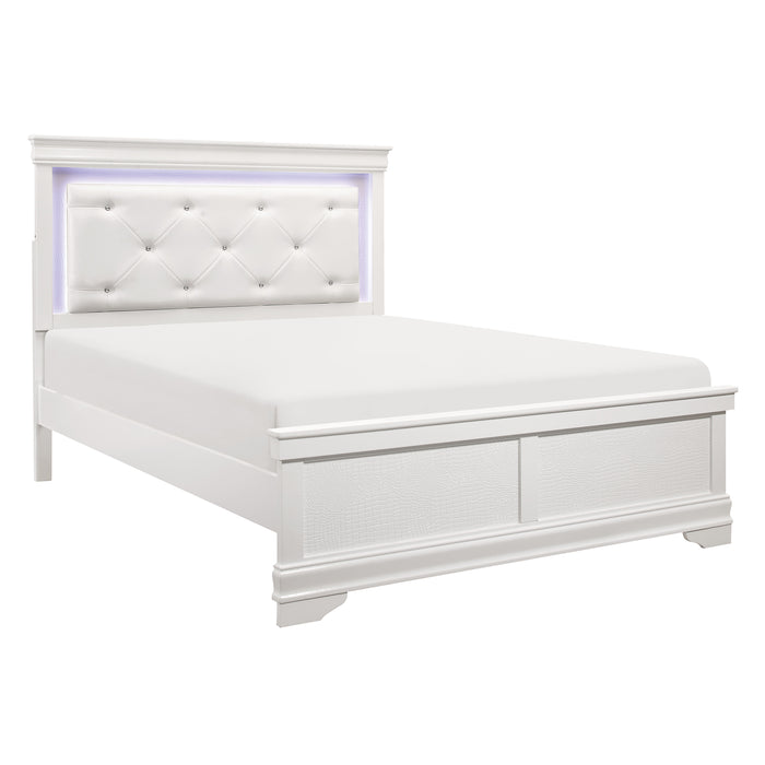 Lana Collection (2) Full Bed with LED Lighting in White - 1556WF-1*