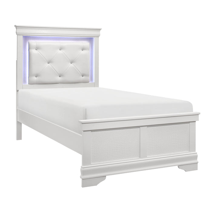 Lana Collection (2) Twin Bed with LED Lighting in White - 1556WT-1*