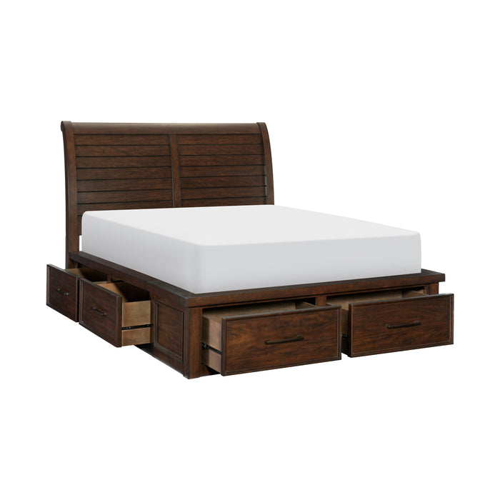 Logandale Eastern King Platform Bed with Footboard Storage in Brown - 1559K-1EK