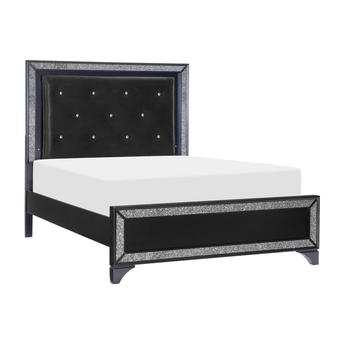 Salon Queen Bed in Black/Gold/Silver/Champagne - 1572BK-1