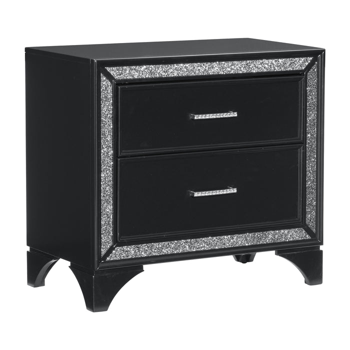 Salon Nightstand in Black/Gold/Silver/Champagne - 1572BK-4