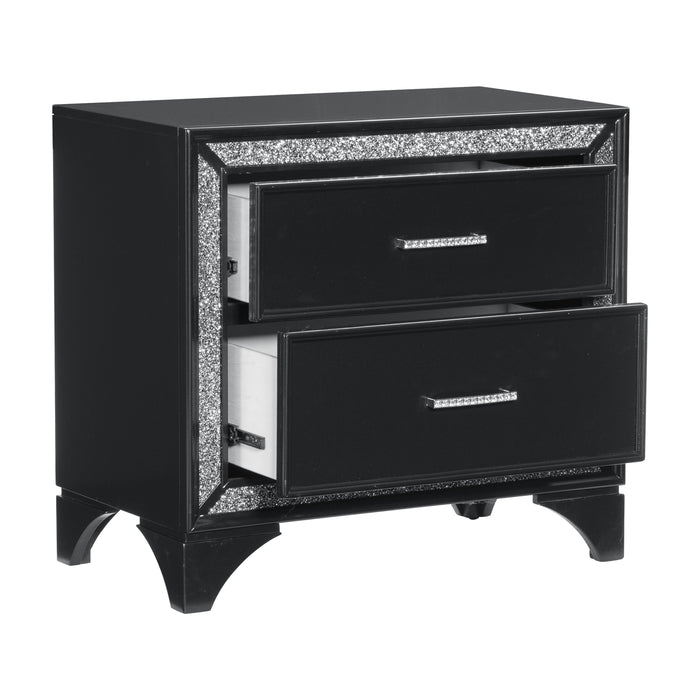 Salon Nightstand in Black/Gold/Silver/Champagne - 1572BK-4