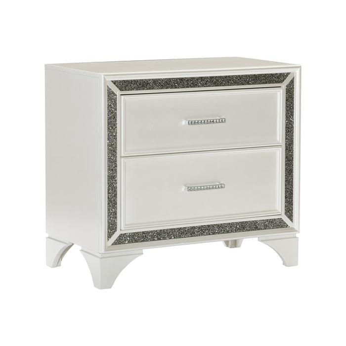 Salon Nightstand in Gold/Silver/Champagne/White - 1572W-4