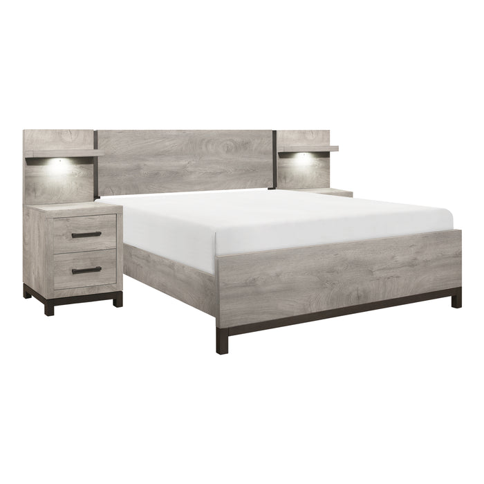 Zephyr 5pc Set Full Wall Bed (FB+2NS+2NS-P) in Gray - 1577F-1WB