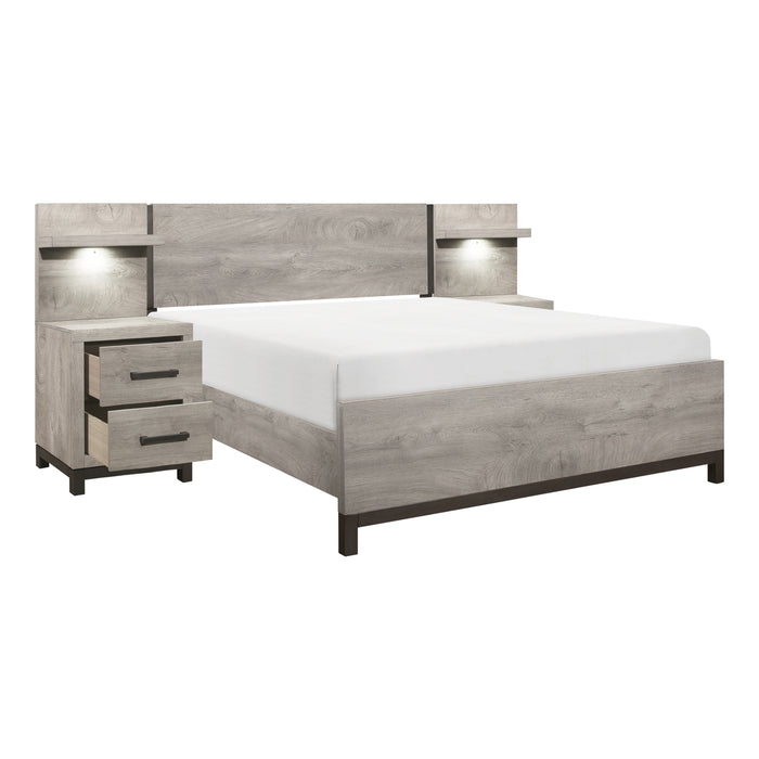 Zephyr 5pc Set Full Wall Bed (FB+2NS+2NS-P) in Gray - 1577F-1WB