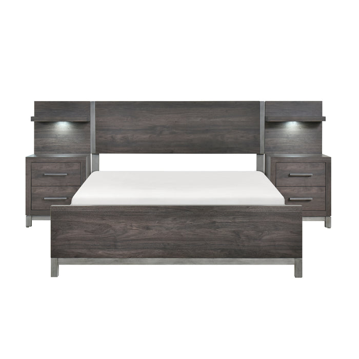 Zephyr 5pc Set Full Wall Bed (FB+2NS+2NS-P) in Gray - 1577DGF-1WB image