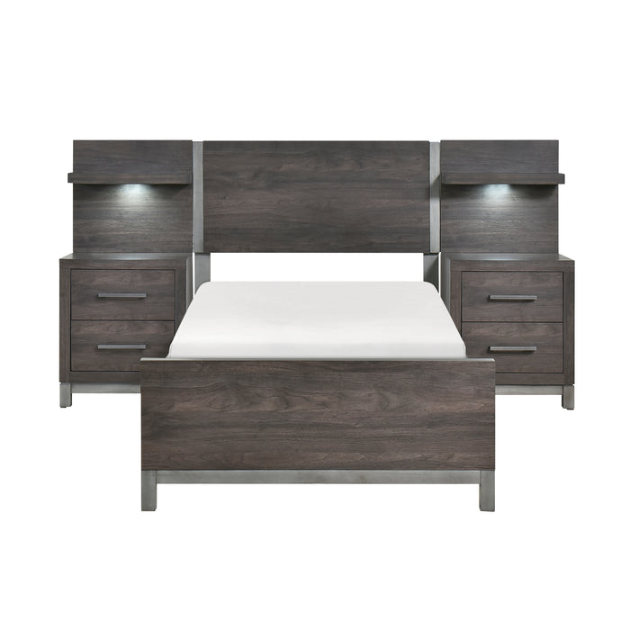 Zephyr 5pc Set Twin Wall Bed (TB+2NS+2NS-P) in Gray - 1577DGT-1WB image