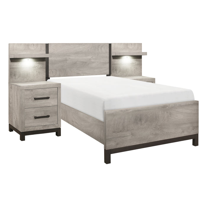 Zephyr 5pc Set Twin Wall Bed (TB+2NS+2NS-P) in Gray - 1577T-1WB