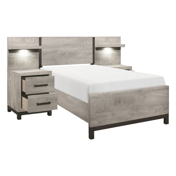 Zephyr 5pc Set Twin Wall Bed (TB+2NS+2NS-P) in Gray - 1577T-1WB