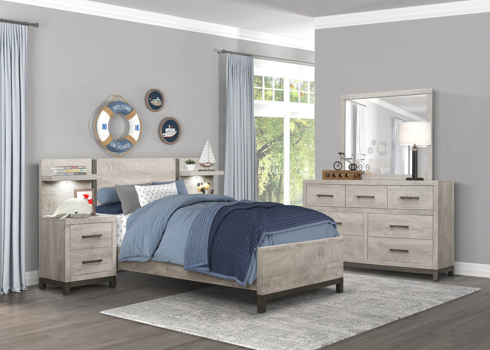 Zephyr 5pc Set Twin Wall Bed (TB+2NS+2NS-P) in Gray - 1577T-1WB