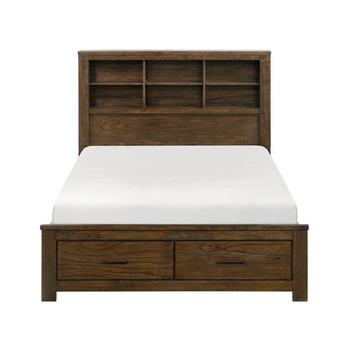 Sullivan Queen Platform Bed with Footboard Storage in Brown - 1592-1 image