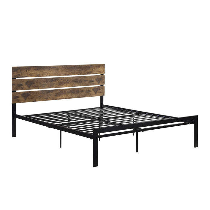 Marshall Queen Platform Bed in Black/Brown - 1611-1