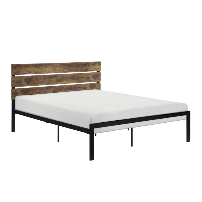 Marshall Queen Platform Bed in Black/Brown - 1611-1