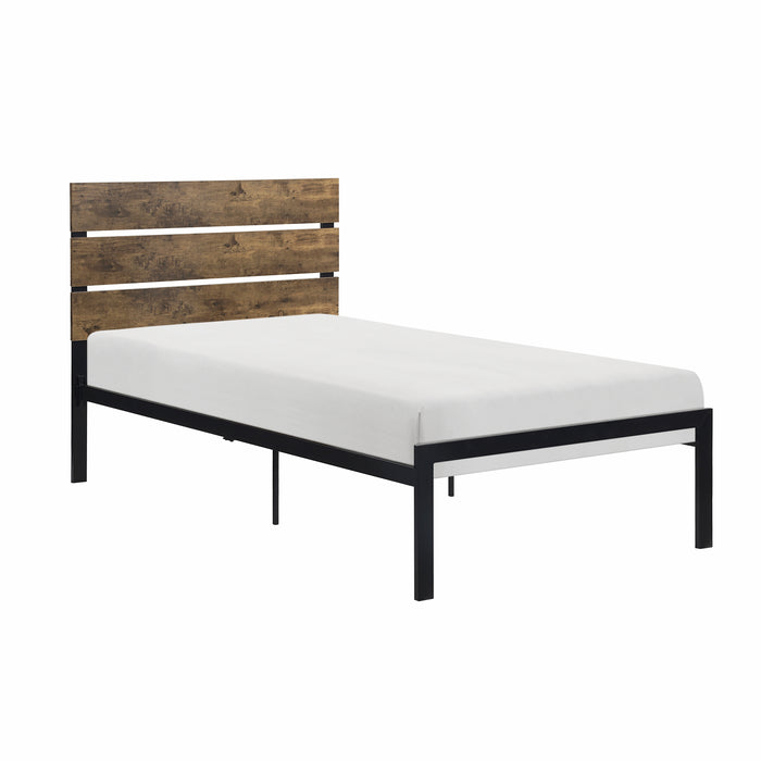 Marshall Twin Platform Bed in Black/Brown - 1611T-1