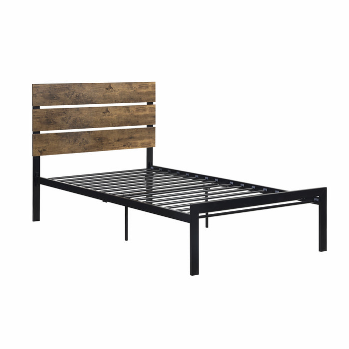 Marshall Twin Platform Bed in Black/Brown - 1611T-1