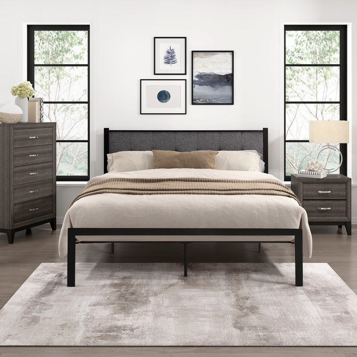 Samuel Full Platform Bed in Black/Gray - 1612F-1