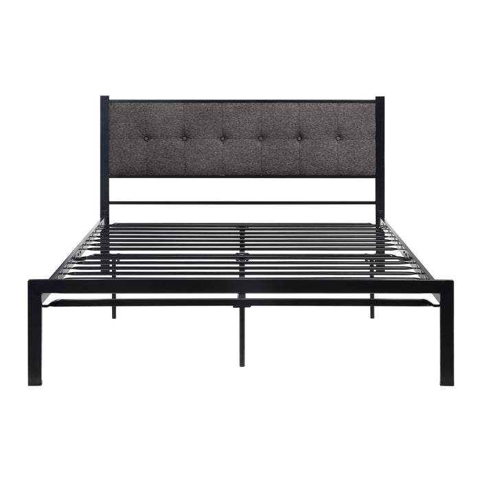 Samuel QUEEN PLATFORM BED in Black/Gray - 1612-1