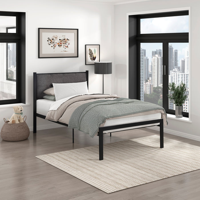 Samuel Twin Platform Bed in Black/Gray - 1612T-1