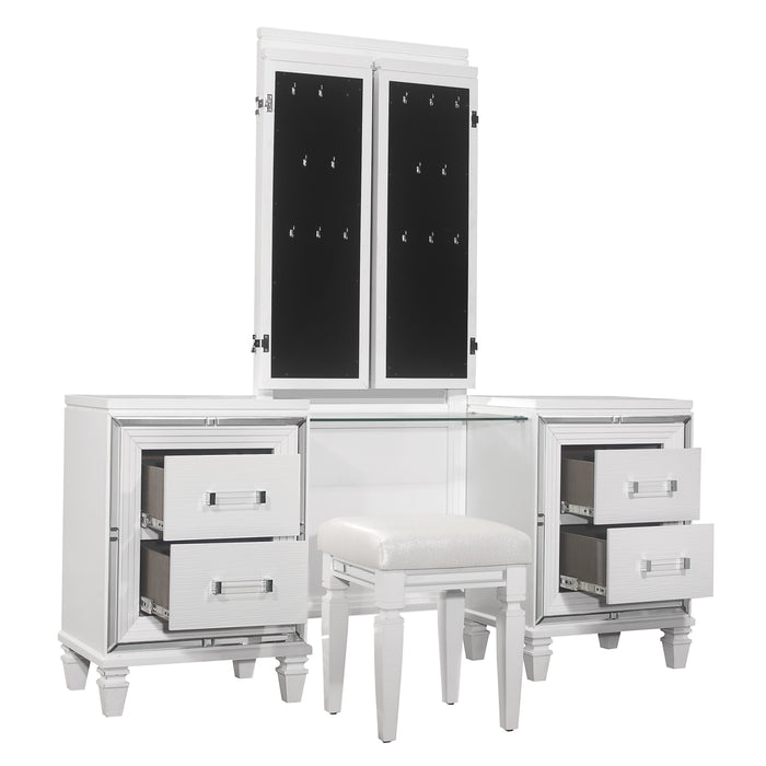 Tamsin (3) Vanity Dresser with Mirror in White/Transparent - 1616W-15*