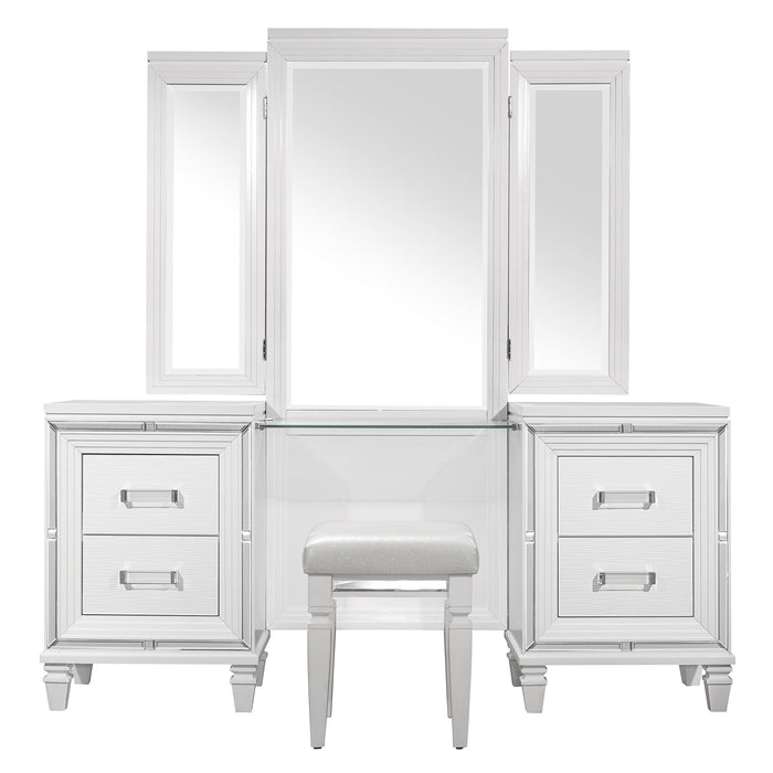 Tamsin (3) Vanity Dresser with Mirror in White/Transparent - 1616W-15*